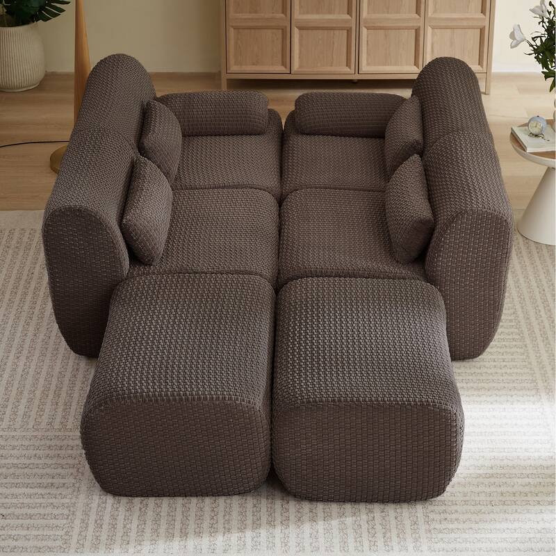 141.7" U-Shaped Corduroy Sectional Sofa with 2 Ottomans, No Assembly Required