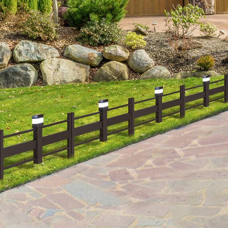 Sunjoy Solar Garden Border Fencing 2A Metal Fence Panel Outdoor Decorative Garden Fences (5-pack)