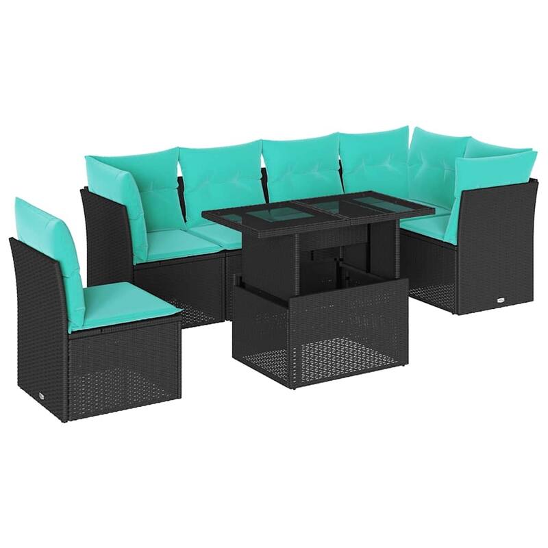 vidaXL Patio Sofa Set with Cushions Outdoor Furniture 6 Piece Poly Rattan