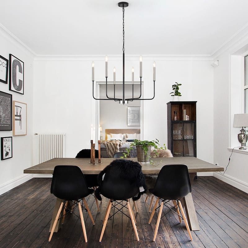 Modern 6-Light Candle Chandelier Classic Ceiling Light for Dining Room Kitchen Island - N/A