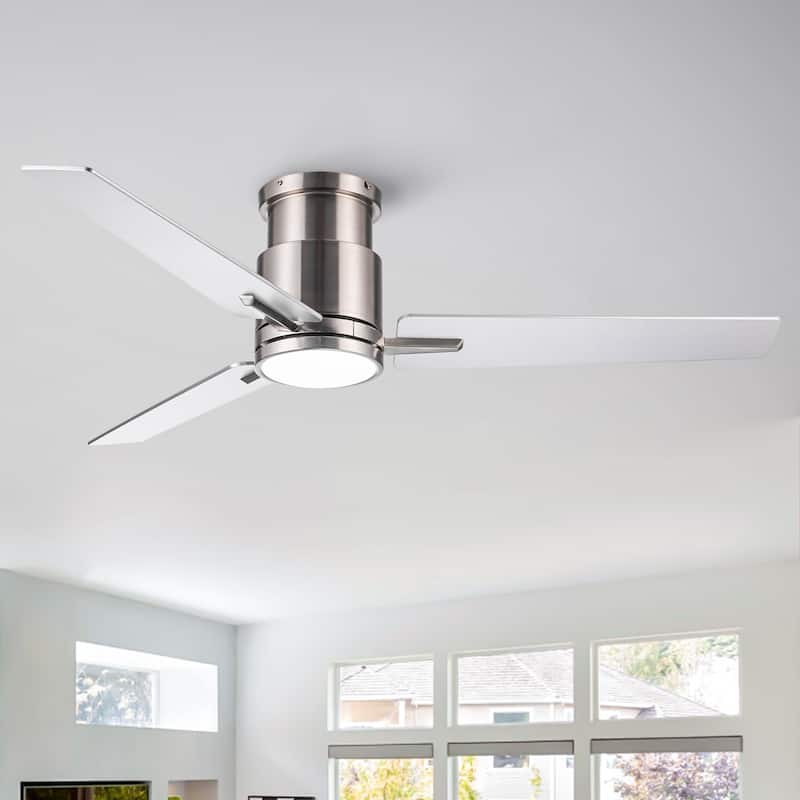 52" Brushed Nickel Lowe Profile Ceiling Fan With Light