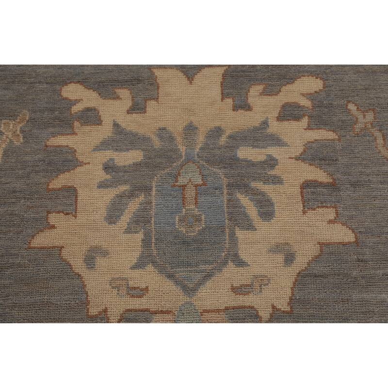 Hand Knotted Oriental 100% Wool Carpet Transitional All-Over Greys & Charcoal Oushak Area Rug - 14' 0'' X 10' 1''