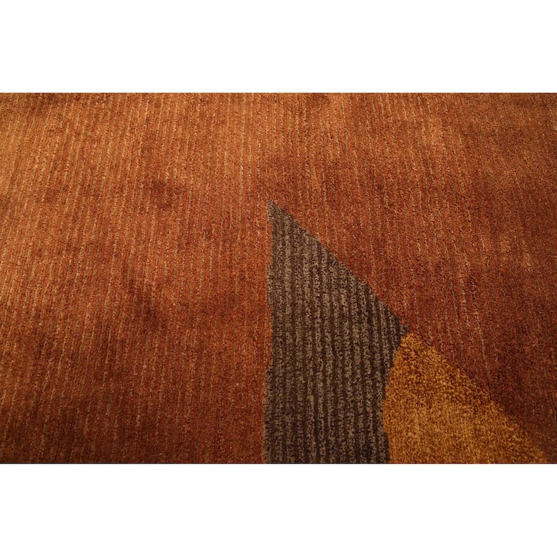 ECARPETGALLERY Hand-knotted Opulence Brown Viscose, Wool Rug - 9'11 x 10'0