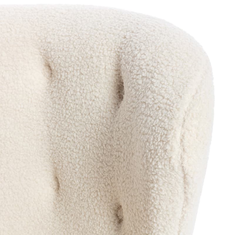 Upholstered Armless Chair Lambskin Sherpa Single Sofa Chair with Wooden Legs