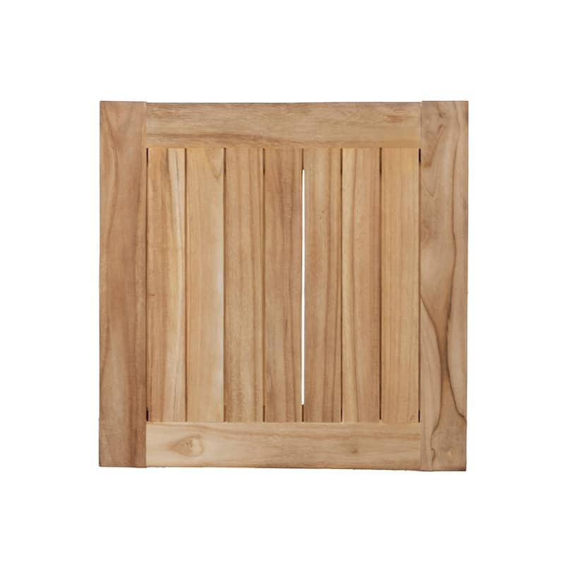 RRI Goods Teak Wood Side Table with Storage, Indoor and Outdoor Wooden End Table Deck, Porch, Balcony Backyard - 18"W