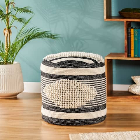 Lucknow Indoor Handcrafted Cylinder Pouf by Christopher Knight Home