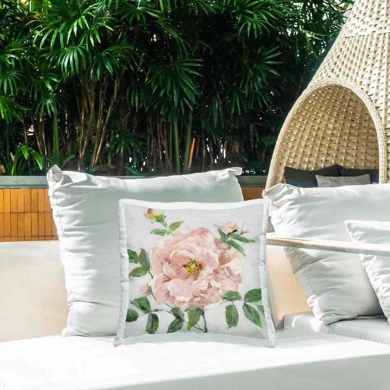 Stupell Pink Carnation Blossom Printed Outdoor Throw Pillow Design by Sally Swatland