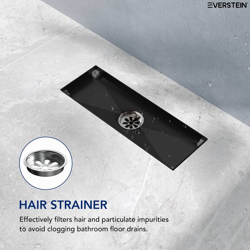 12-inch Linear Shower Drain With Solid Cover in Stainless Steel