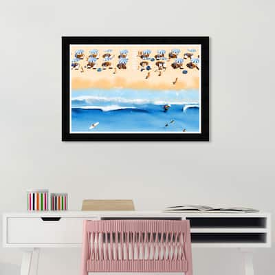Wynwood Studio Prints Nautical and Coastal Sapphire Beach Umbrellas Blue and Nautical & Coastal Wall Art Canvas Print