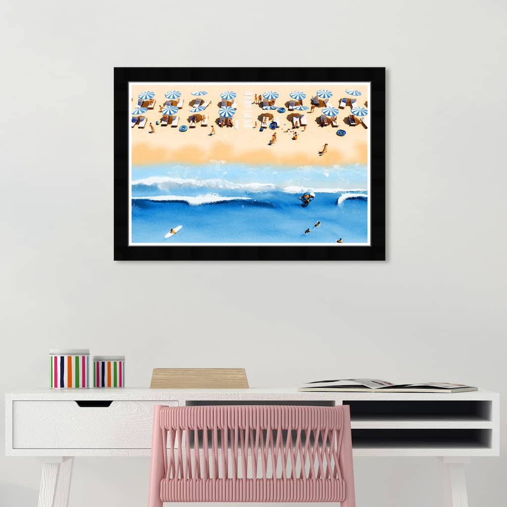 Wynwood Studio Prints Nautical and Coastal Sapphire Beach Umbrellas Blue and Nautical & Coastal Wall Art Canvas Print