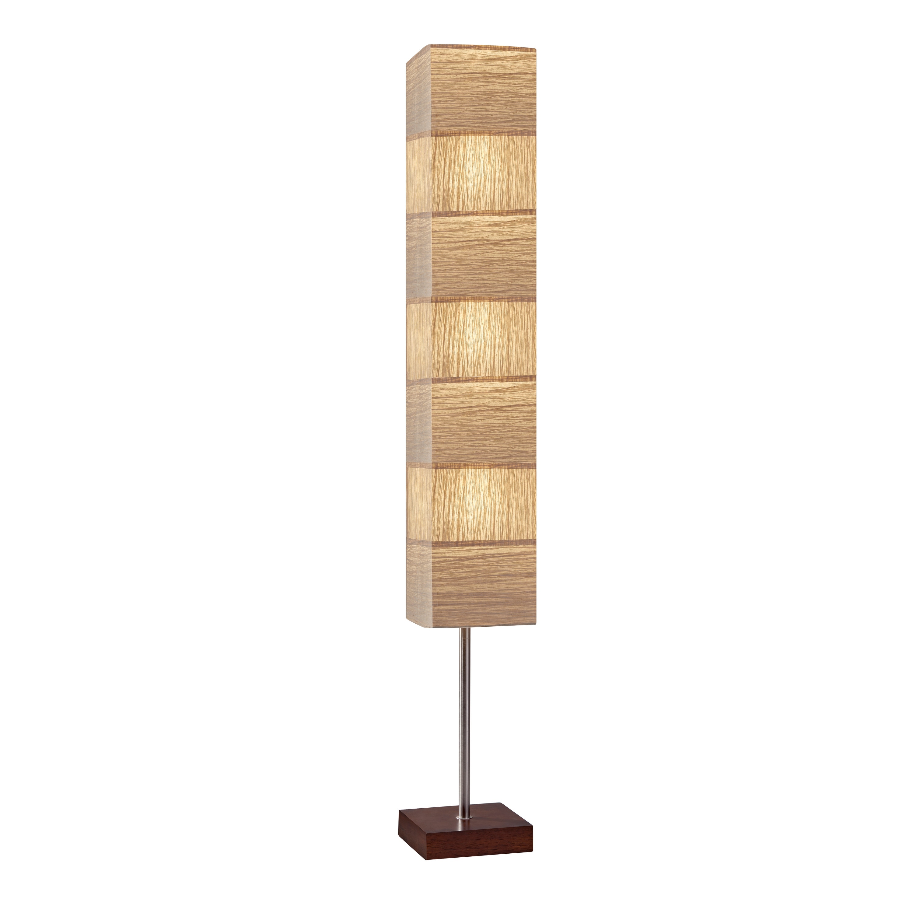 Adesso Sahara Brushed Steel and Walnut Rubberwood Tall Floorchiere - Brushed Steel
