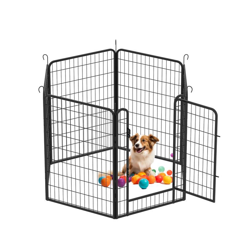 Dog Playpen Outdoor, 39.37" H 6 Panels Dog Pen Indoor Heavy Duty Puppy Exercise Pen Metal Pet Fence for Camping/Yard/Garden