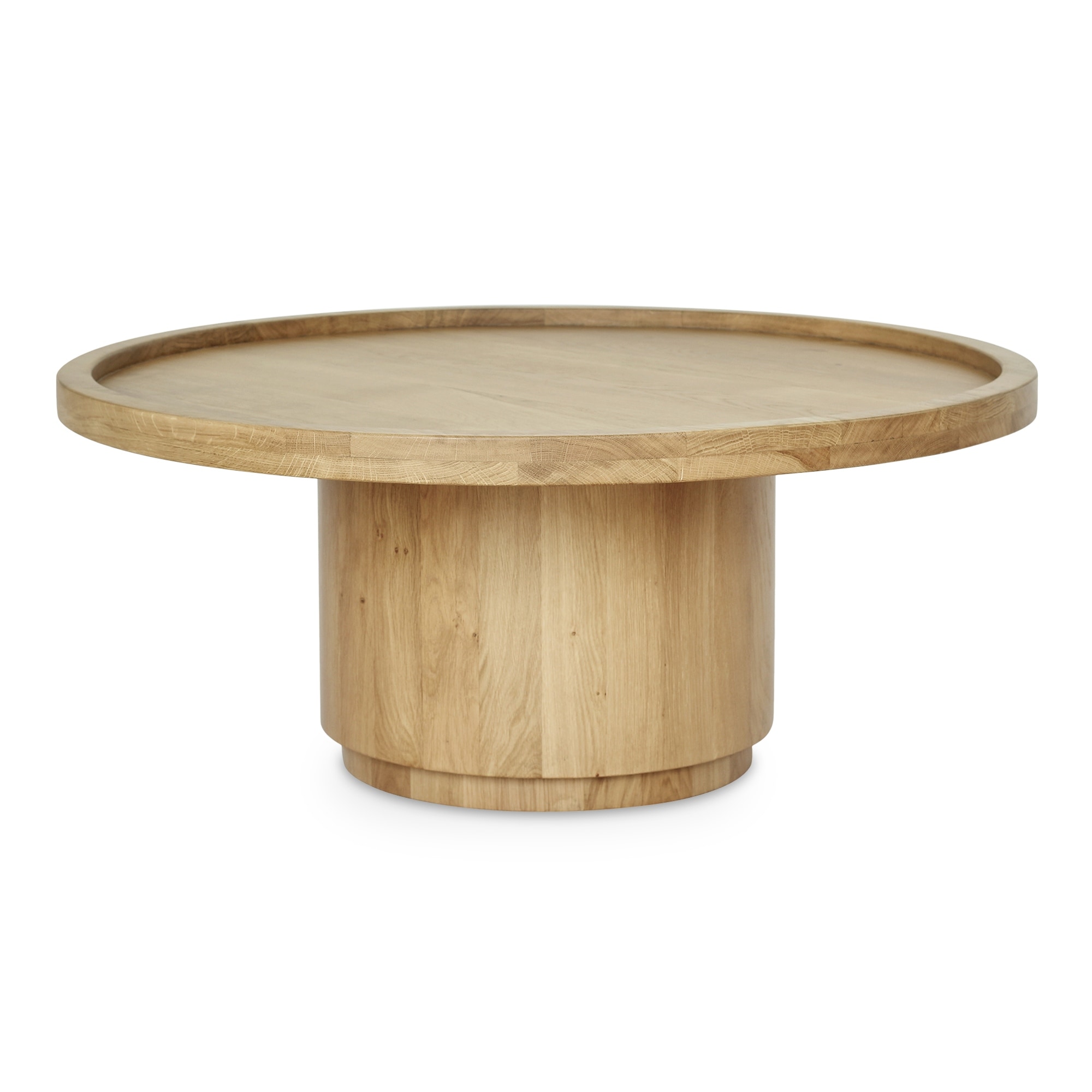 NADAAL STUDIOS Solin Coffee Table, Round Tray Top with Recessed Base, Natural Oak