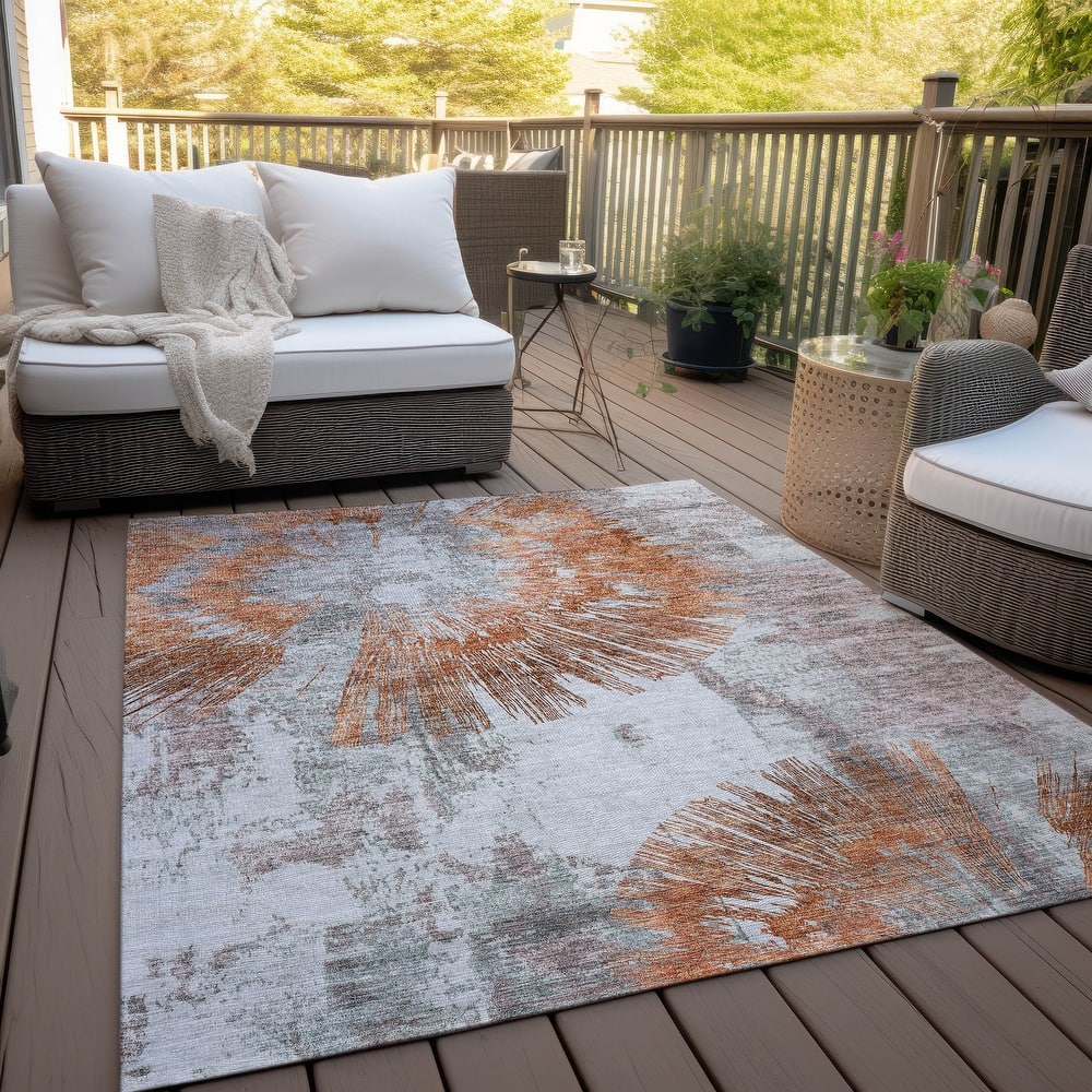 Machine Washable Indoor/ Outdoor Chantille Contemporary Starburst Rug