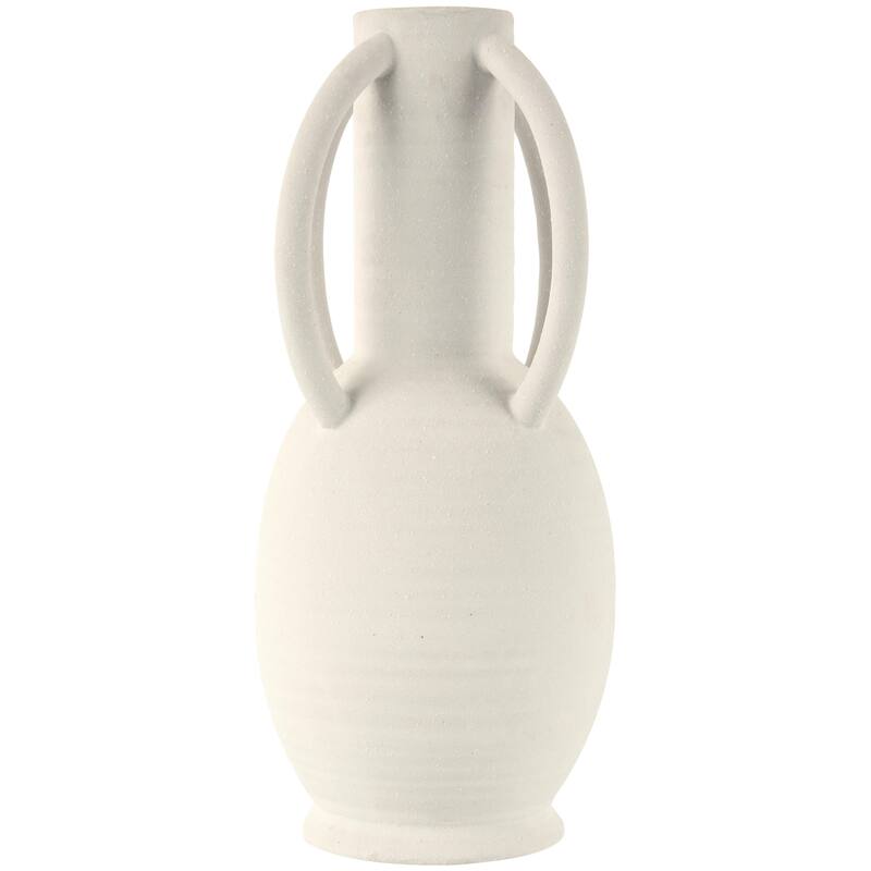Ceramic Textured Vase with 4 Handles - Cream - Roche River Decor