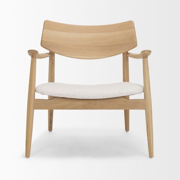slide 2 of 6, Haggen Light Brown Oak Wood w/ Cream Fabric Accent Chair - 27.6L x 26.8W x 28.4H