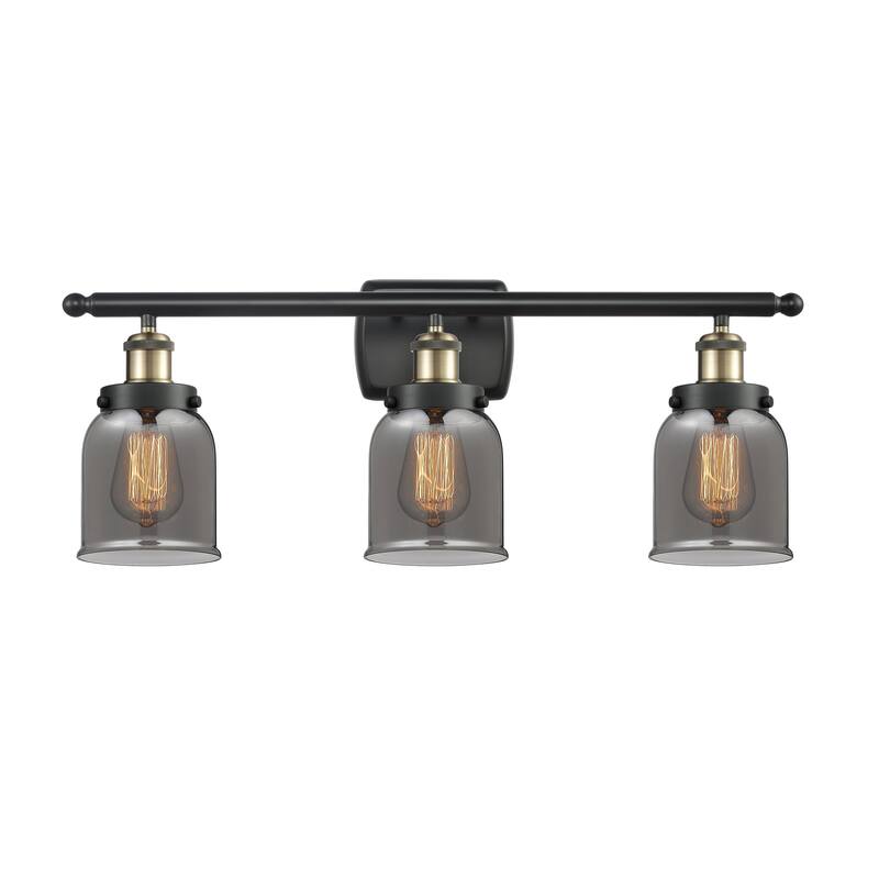 Innovations Lighting Ballston Urban Bell - 3 Light 26" Bath Vanity Light - Black Antique Brass/Light Smoke