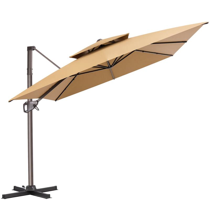 11 × 9 ft Outdoor Patio Cantilever Offset Dual Top Umbrella