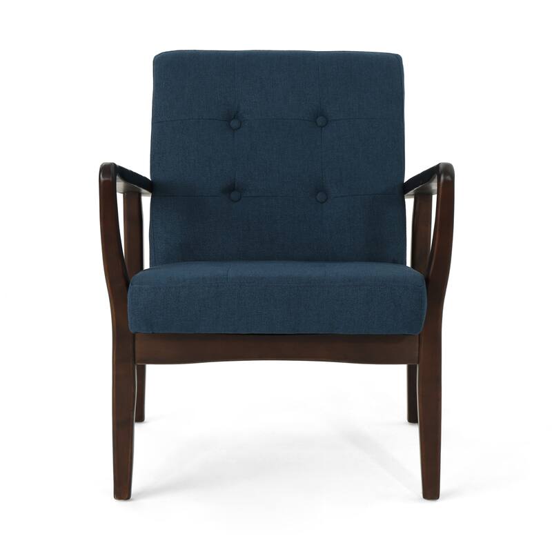 Mid Century Modern 25.25" Button Tufted Club Chair with Wood Frame for Living Room