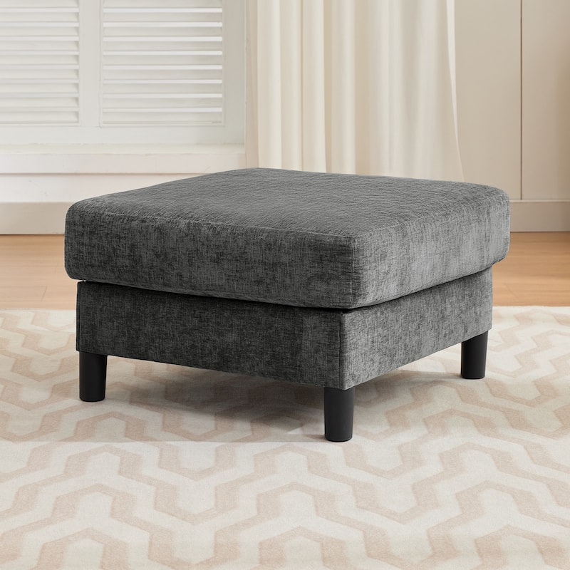 Chenille Upholstered Square Ottoman Footrest