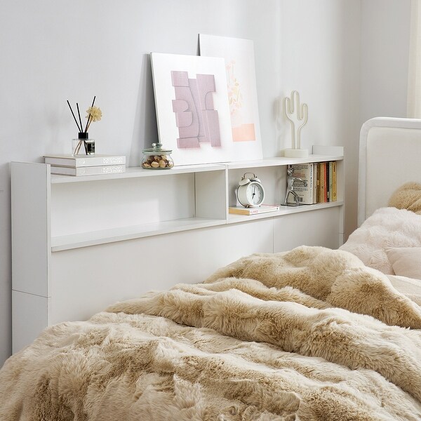DormCo Yak About It® White Long Cube Bedside Shelf - On Sale - Bed