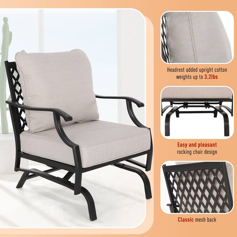 MAISON ARTS 5-Piece Patio Conversation Set with 28'' Gas Fire Pit Table