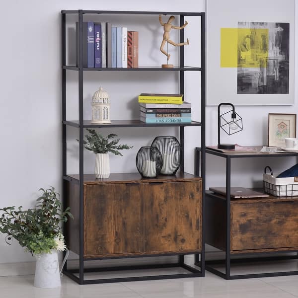 Homcom Storage Cabinet Bookcase With 3 Open Shelves Tall Organizer Multifunctional Rack For Living Room Or Bedroom Overstock 32362489