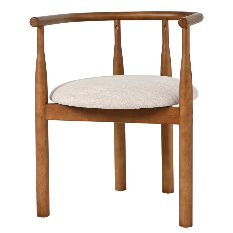 Haven Mid-Century Modern Rubberwood Dining Chairs with Cushioned Seat - Set of 2