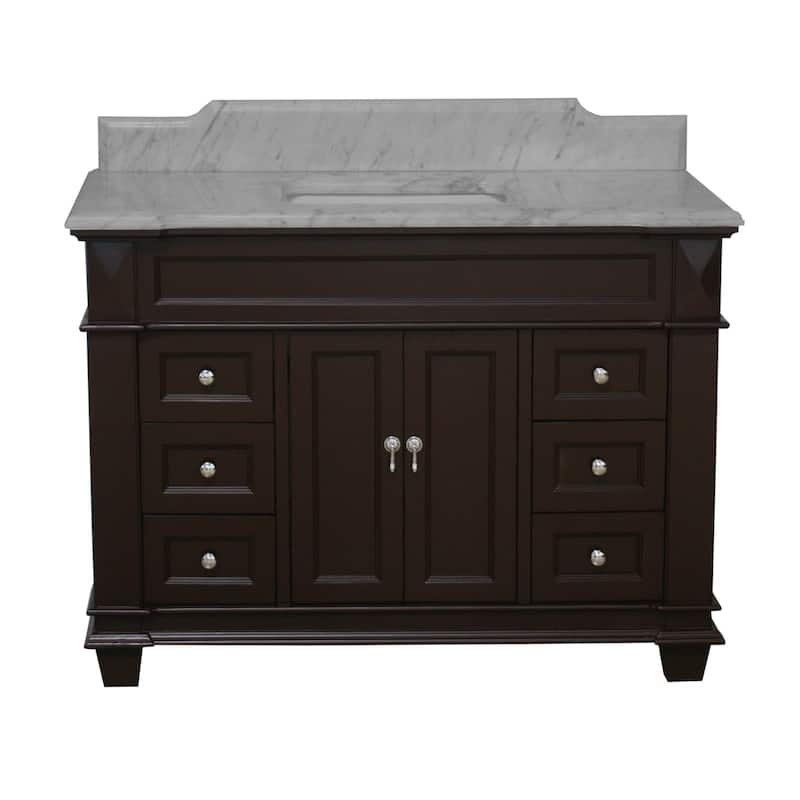 KitchenBathCollection Elizabeth 48" Bathroom Vanity with Carrara Marble Top