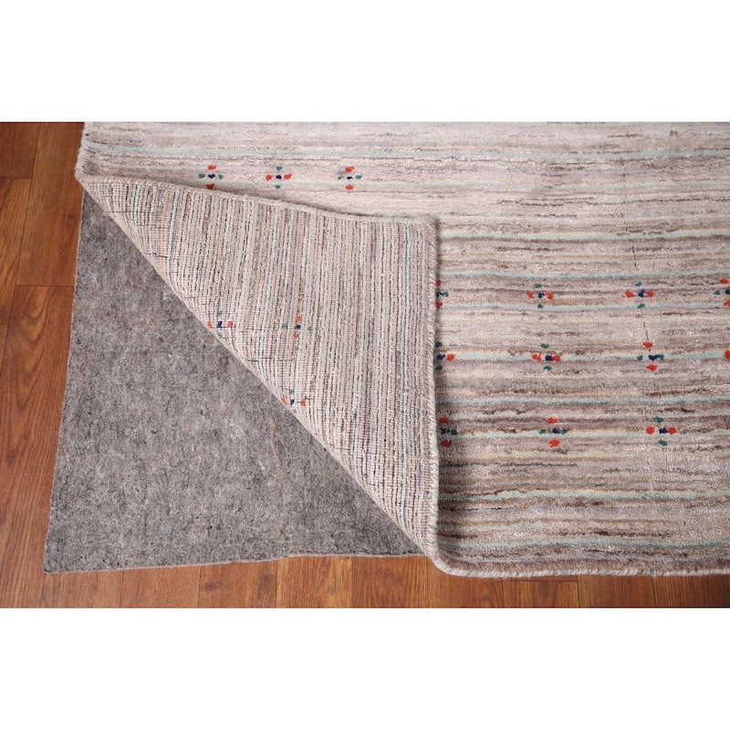 Striped Gabbeh Indian Area Rug Handmade Wool Carpet - 9'0"x 11'8"