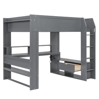 Dark Gray High Loft Frame Full Size All-in-one Gaming Loft Bed