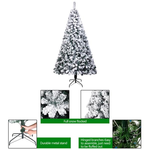 6FT PVC Flocking Christmas Tree 750 Branches Automatic Tree - Bed Bath ...