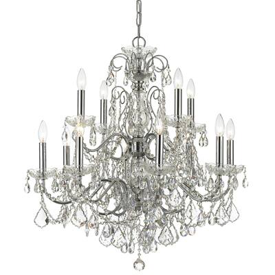 Imperial 12 Light Swarovski Strass Crystal Chrome Chandelier - 29.5'' W x 31'' H