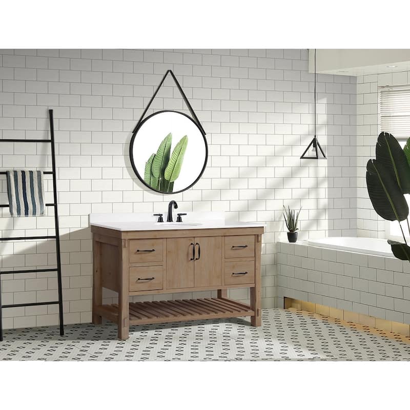 Marina 55" Bathroom Vanity, Weathered Fir Finish