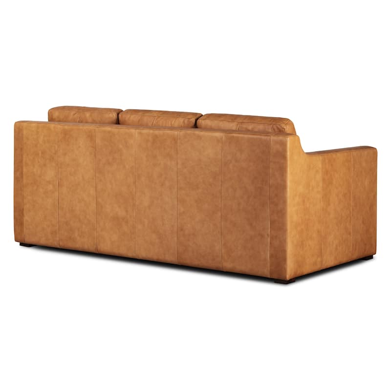 Poly and Bark Sorrento Leather Pull-Out Convertible Sleeper Sofa In Cognac Tan