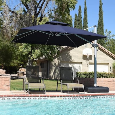 PURPLE LEAF 10ft Square 360 Degree Rotation Patio Offset Umbrella