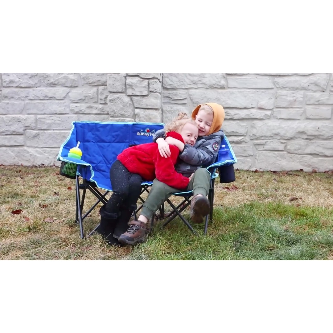 Kids-blue Folding Double Camping Chair,Heavy Duty Portable