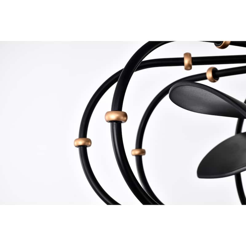 Mill 29 Inch Matte Black with Gold plate Remote Fandelier