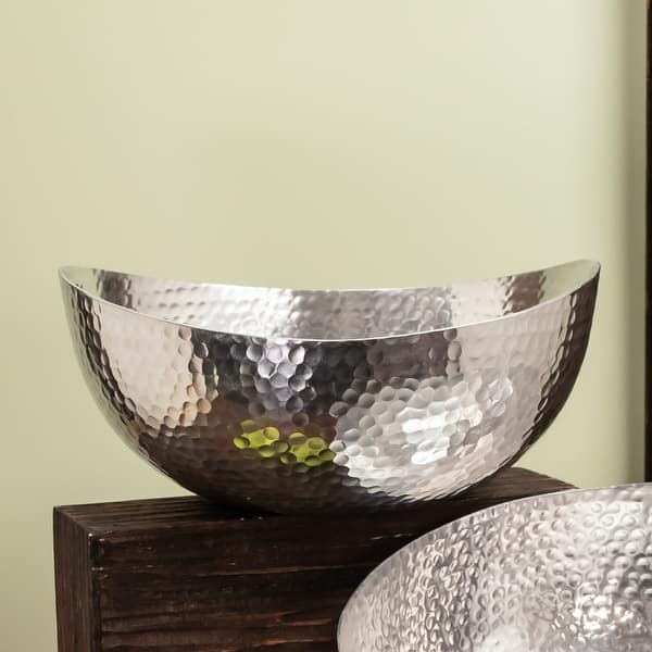 Hammered Handcrafted Glass Serving Bowl