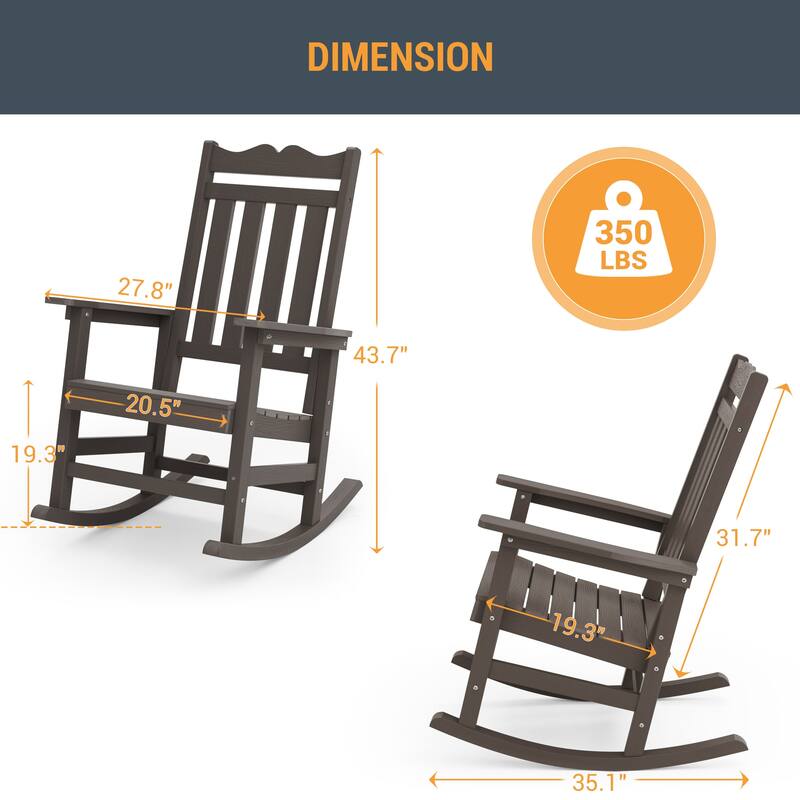 Livoosun 4 Pieces Patio Adirondack Chairs Outdoor Plastic Rocking Chair