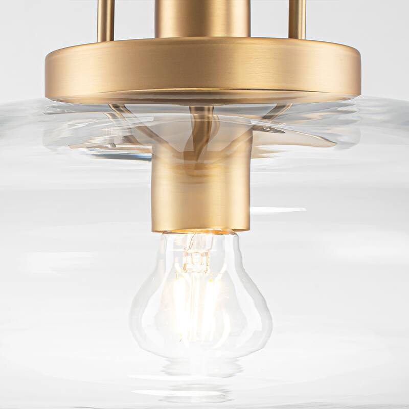 1-Light Matte Black/Brushed Brass Industrial Modern Glass Pendant Light with Swivel Head for Dining Bar & Bedroom