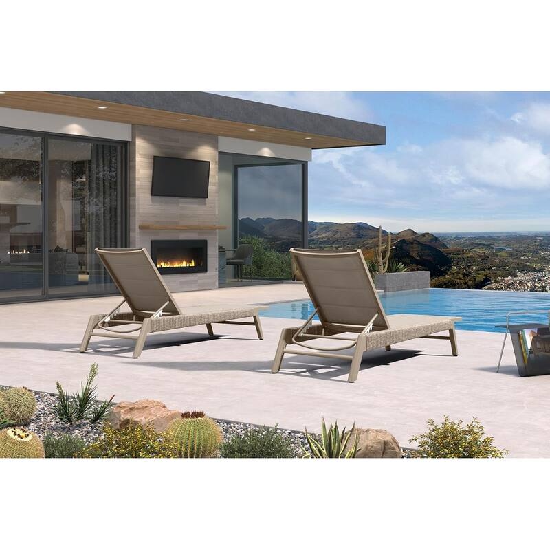 PURPLE LEAF Aluminum Adjustable Chaise Lounge, Set of 2, for Poolside Sunbathing