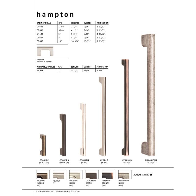 RK International Hampton 8 Inch Center to Center Handle Cabinet Pull