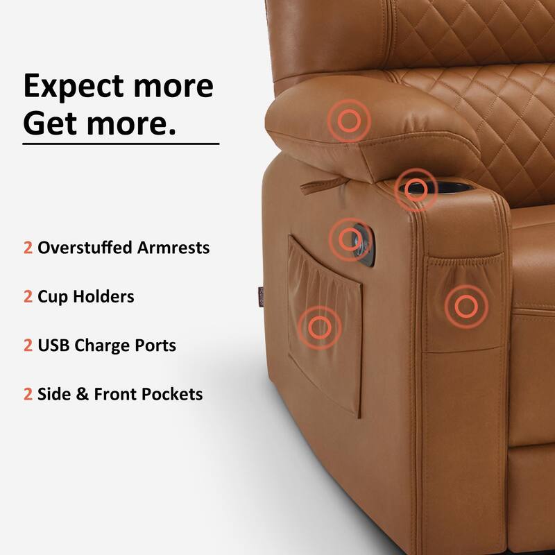 MCombo Electric Power Loveseat Recliner, Power Reclining Sofa with Heat and Vibration, USB Ports, Cup Holders PR622