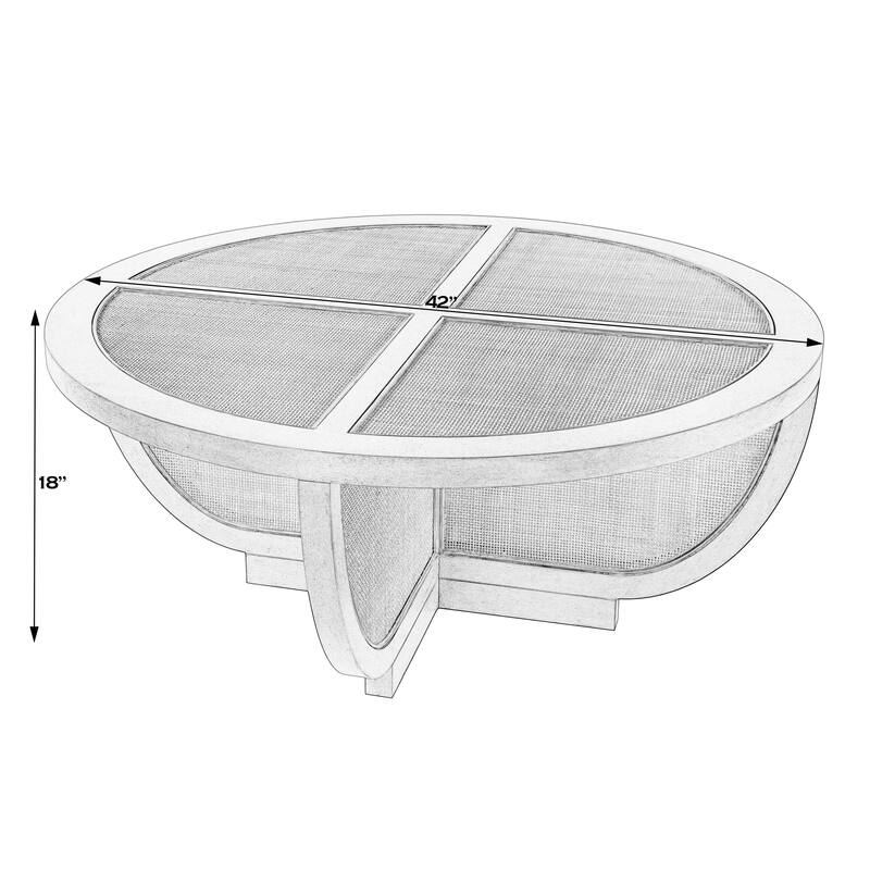 Bali Breeze 42 in. Round Wood and Mesh Woven Coffee Table