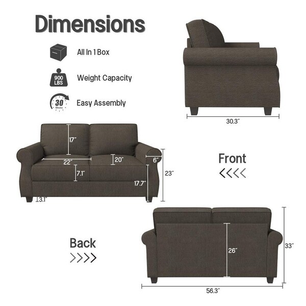 Sofa with Solid Wood Frame, Comfy Sofa Couch with Extra Deep Seats