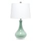 preview thumbnail 1 of 26, 26.25 in. Aqua Ceramic Tear Drop Shaped Table Lamp
