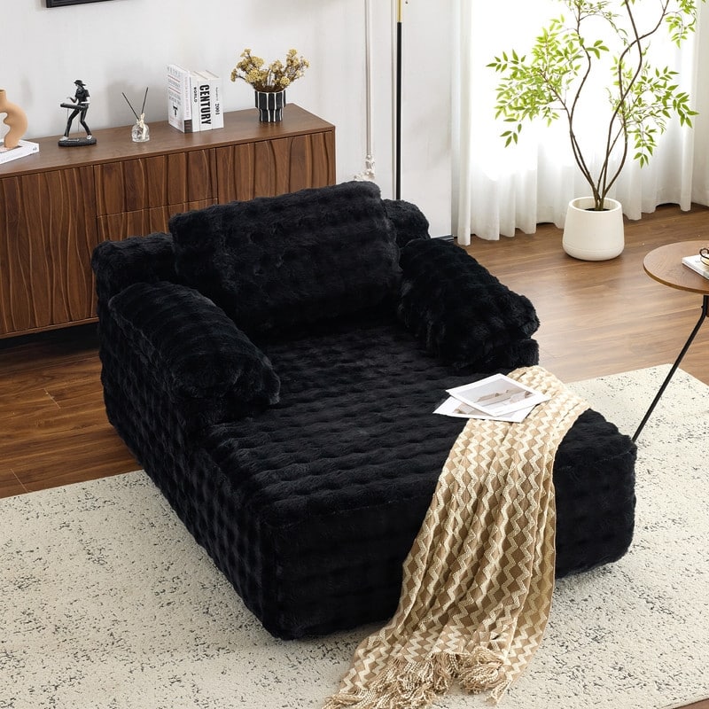 Upholstered Velvet Boneless Couch Sleeper Sofa Bed - Black