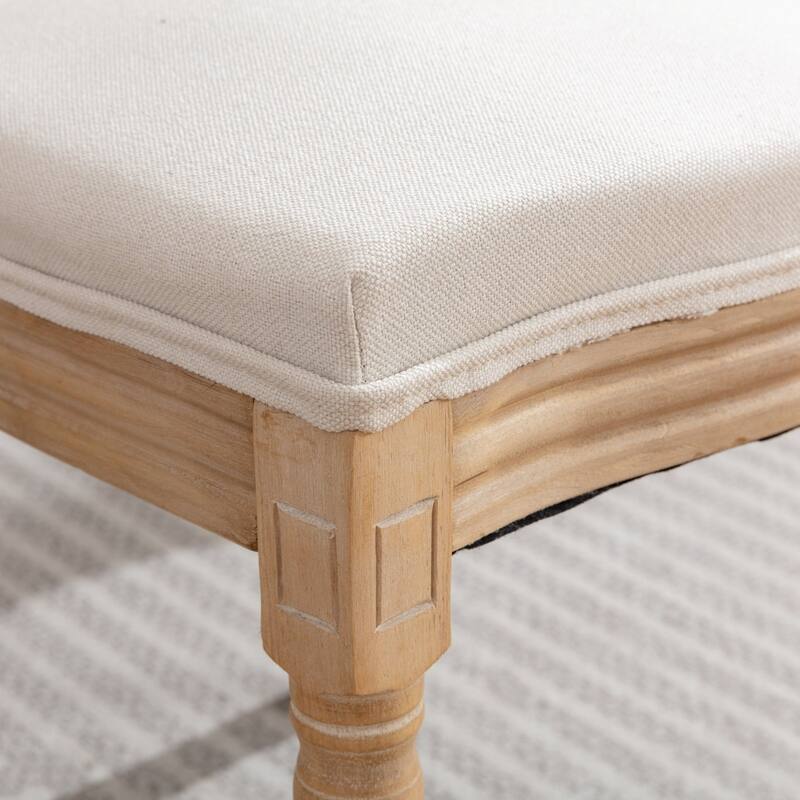 Roomfitters French Vintage Upholstered Dining Chairs Set of 2, Solid Wood Accent Chairs with Linen Fabric