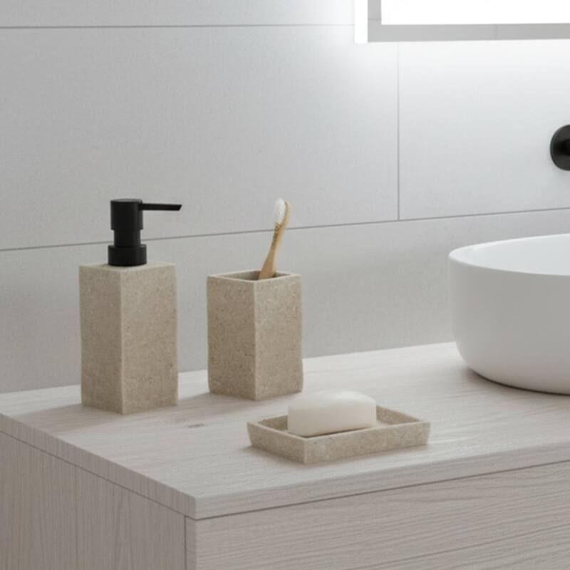 Collection Stone Effect Bath Accessory Set-4 pieces
